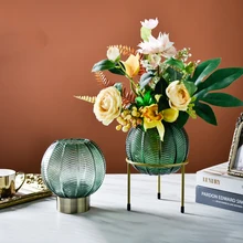 Скандинавские круглые стеклянные Цветочная композиция для вазы, дома, гостиной, обеденного стола, сушеные Цветочные фигурки, ремесла, офисное Украшение Рабочего Стола