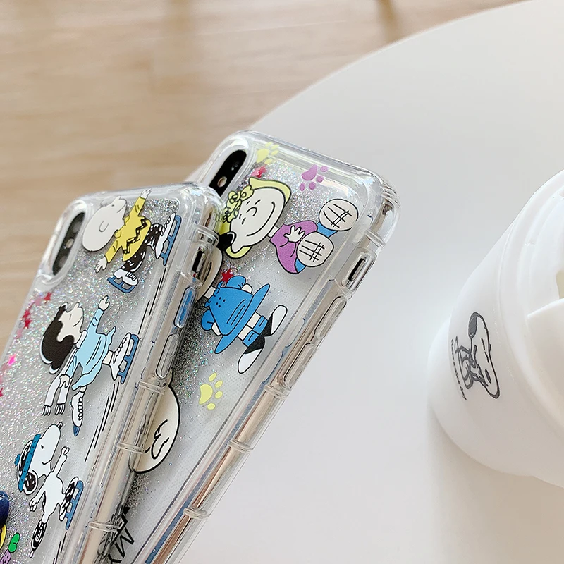Милые чехлы для телефонов с мультяшным рисунком «Charlie» для iPhone XS MAX XR 6 6s 7 8 Plus 11ProMax сыпучий песок с блестками мягкая задняя крышка Fundas capa