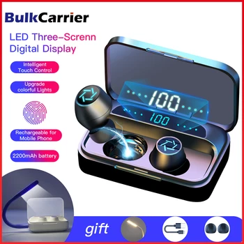 

Wireless bluetooth earphpnes 2200mAh Charging Box TWS 9D Stereo Sports Waterproof Headset With Mic Support mobile phone charging