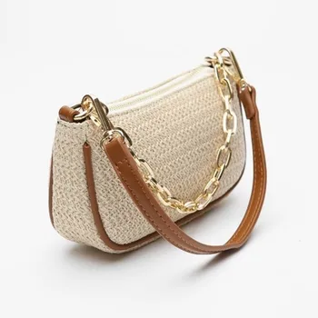 

Elegant Female Tote bag 2020 New High-quality Straw Bag Women's Designer Handbag Clutch Travel Shoulder Bags Ins Chic Armpit bag