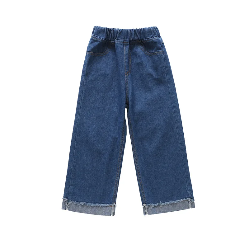 Осень 2021 детская одежда джинсы для девочек повседневные облегающие синего цвета