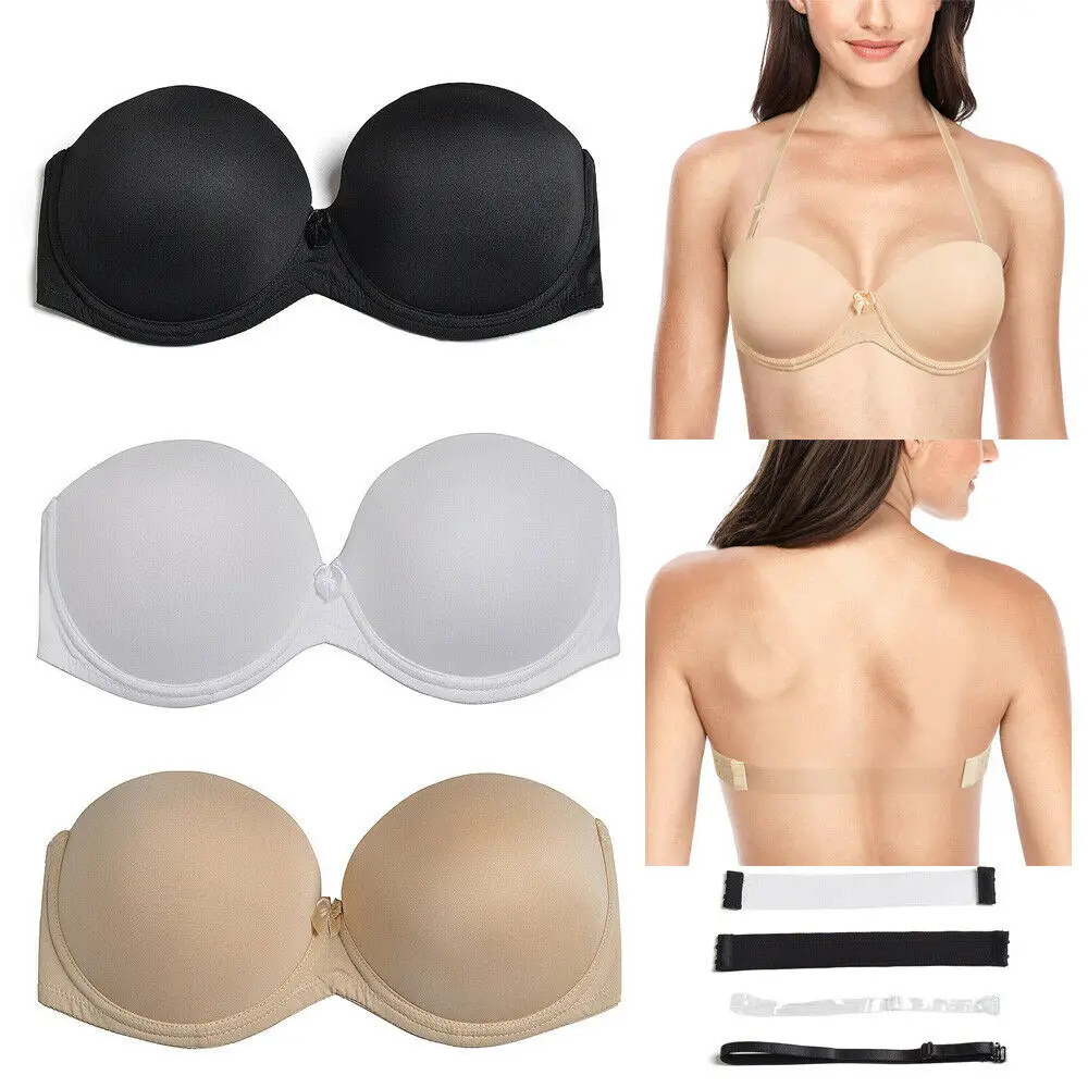 2161 Strapless Push Up Padded Plunge Clear Strap Bra for Women – Vgplay