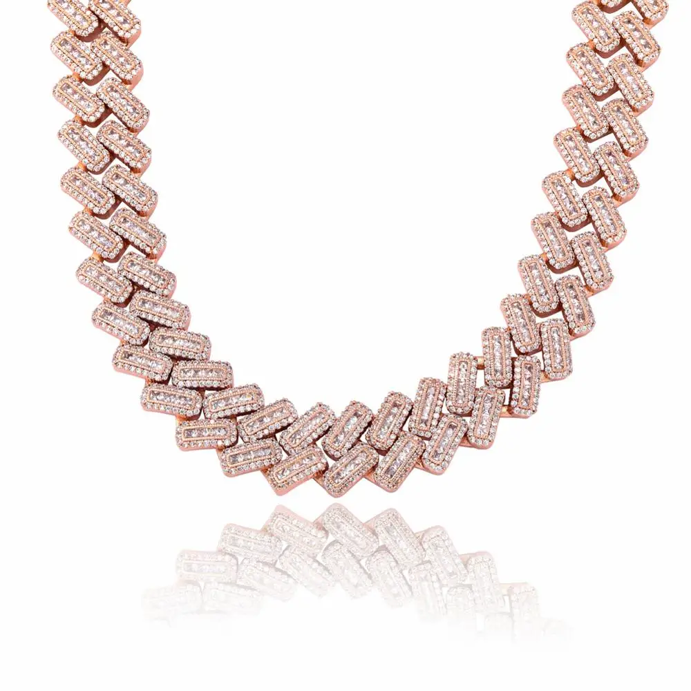 ROSE GOLD GUCY20mm Майами кольцо с крапановой закрепкой камня кубинские цепи Цепочки и ожерелья для Для мужчин цвета: золотистый, серебристый Цвет в стиле «хип-хоп» льдом с твердым покрытием Bling CZ ожерелье рэпера ювелирные изделия - Окраска металла: ROSE GOLD