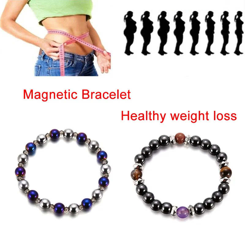 New Weight Loss Bracelets For Women Health Energy Magnetic Therapy Hematite Bracelet Colorful Stone Beads Bracelet Care Jewelry