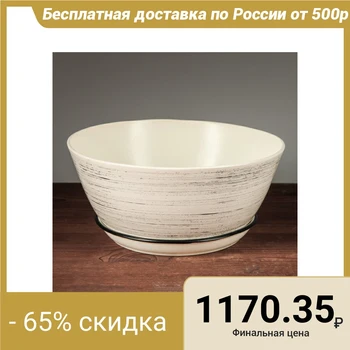 

Flowerpot "Bonsaynitsa" large, gloss, black and white 5.5 l