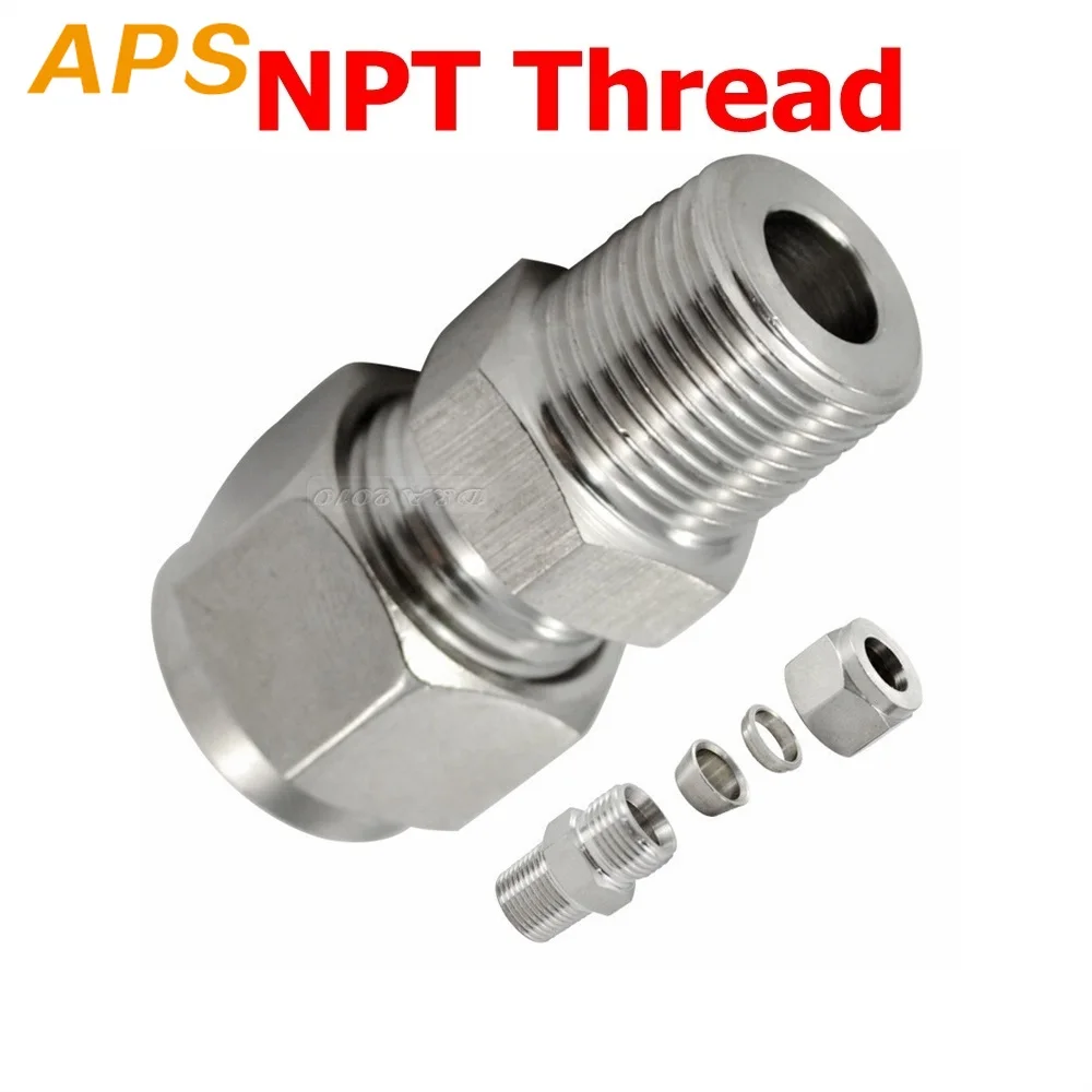 2 шт. 3/8 &quotNPT наружная резьба х 8 мм OD труба компрессионная двойная наконечник