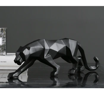 

FOR 4 COLOR MODERN ABSTRACT BLACK WHITE GEOMETRIC LEOPARD STATUE DESKTOP RESIN PANTHER CRAFTS SCULPTURE DECOR ANIMAL FIGURINE