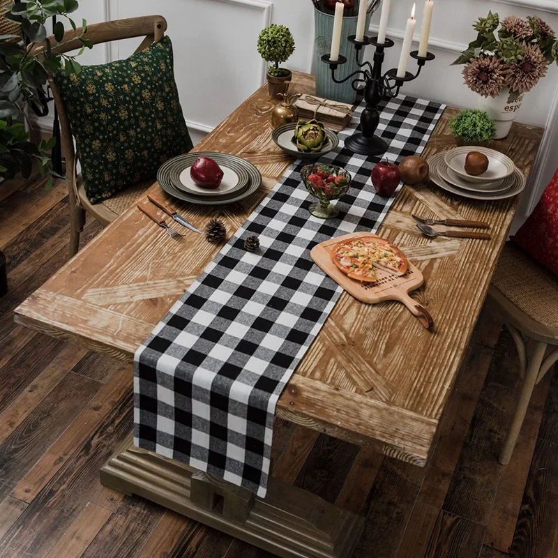 Buffalo Плед подстилка Gingham плед контрольный набор 4 Двойной 30*45 см хлопок еда и 30x180 см Настольный коврик банкетное украшение