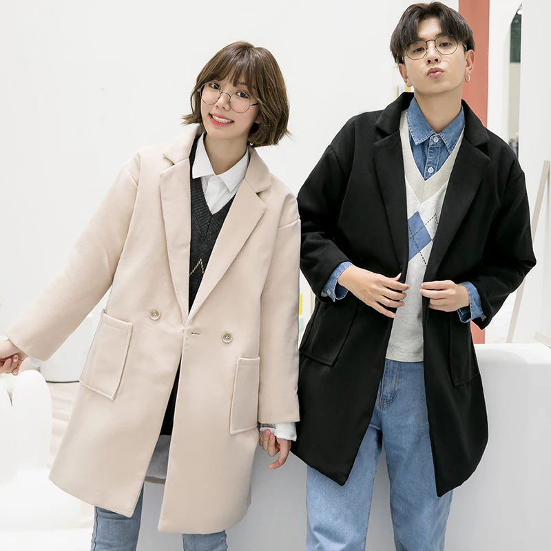 

Woollen Overcoat Man Woolen Long Fund Windbreaker Loose winter Coat men Trend Lovers Dress