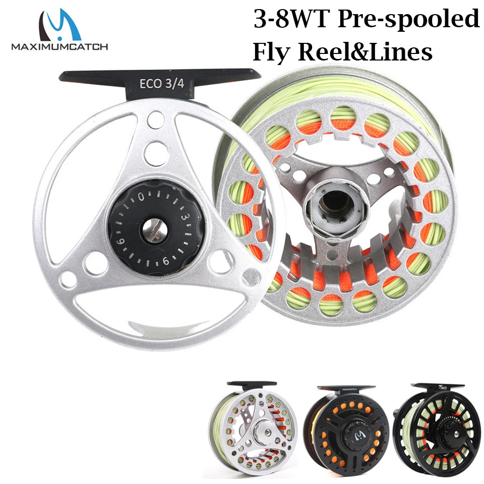 Maximumcatch 3-8wt Plastic/aluminum Large Arbor Pre-spooled Fly Fishing Reel  With Floating Fly Line Backing Line Leader Combo - Fishing Reels -  AliExpress