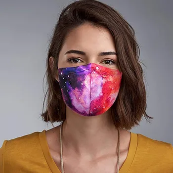 

4PCS Unisex Adult Face Masks Colorful Tie-dye Printed Adjustable Earloop Mask Women Men Reusable Mouth Mask Masques Lavables