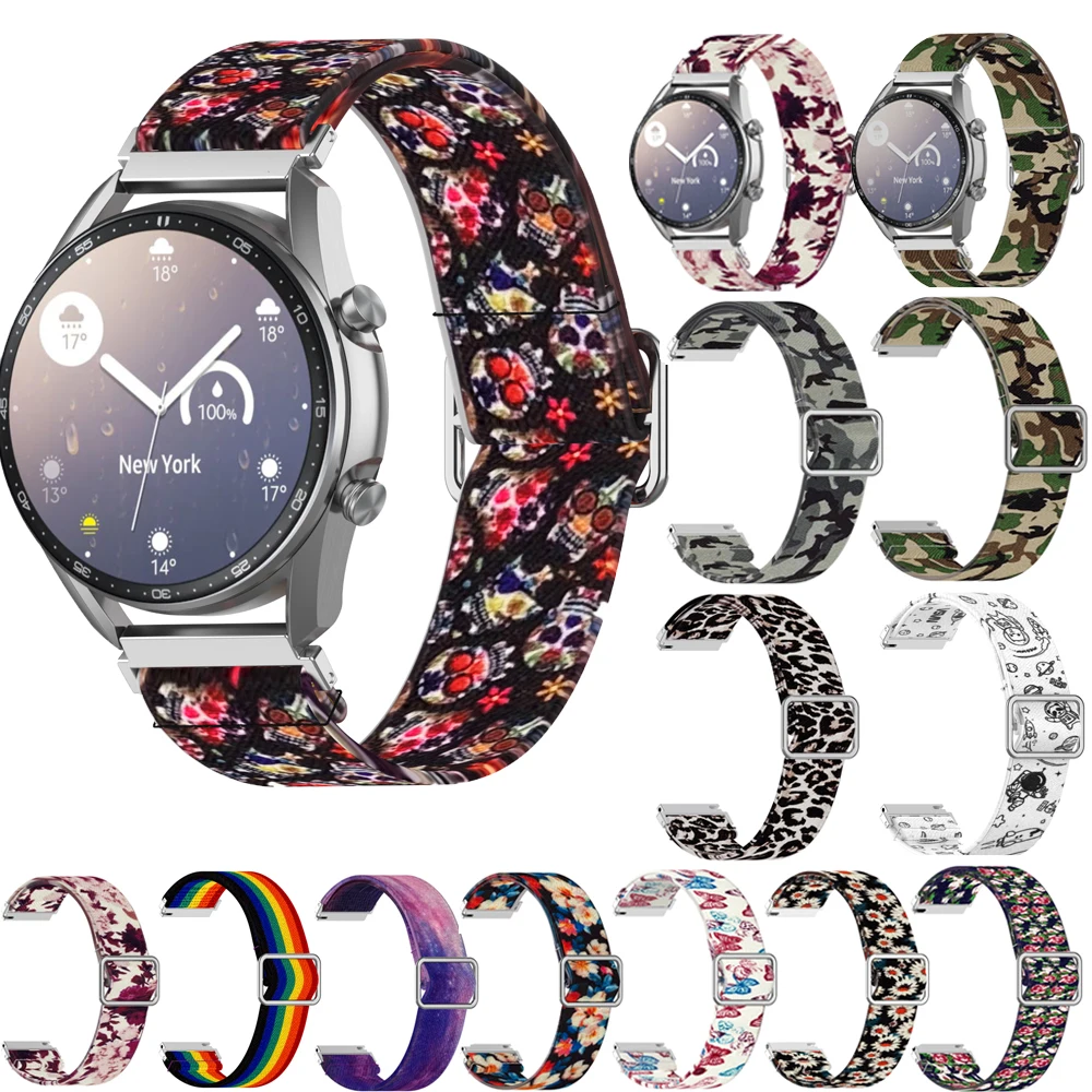 

Ремешок для Samsung Galaxy Watch 3/Active 2/46 мм/42 мм/Gear S3, регулируемый эластичный нейлоновый браслет для Huawei GT2 Pro Band, 20 мм 22 мм
