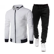 

Men Tracksuit Set Polyester Sweatshirt 2020 Spring Sporting Fleece Jacket + Pants Casual Men's Sports Suit Men's Sportswear 4XL
