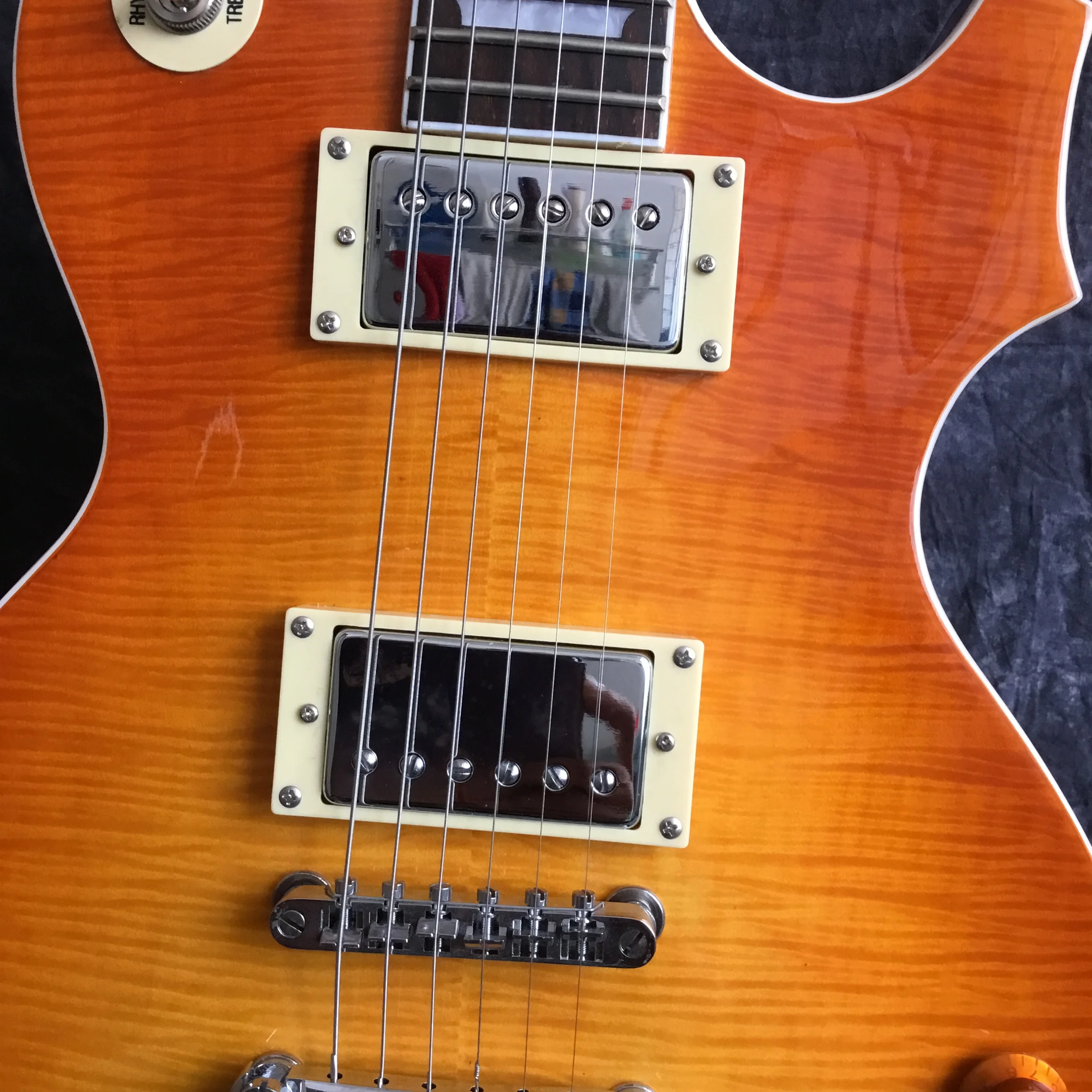 Suneye, Высококачественная электрогитара, Sunburst tiger color flame standard gitaar гитара. Мёд цвет