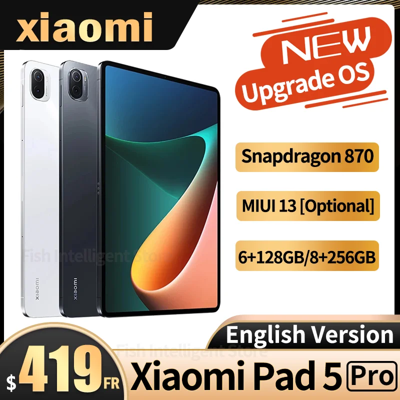 Планшет xiaomi Mi Pad 5 Pro 11 дюймов 2 K 120 Гц Snapdragon 870 6 ГБ/8 ГБ ОЗУ 128 Гб/256 Гб ПЗУ 8600 мАч |