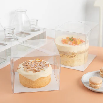 

10pcs Transparent Cake Packing Box Tin Plastic Bake Case Dessert Cake Packing Baking Box Party Bolsas De Papel Al Por Mayor