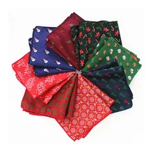 KAMBERFT дизайн 23*23 см мужской шелковый платок красный Рождественская елка Снеговики Jucquard Свадебный квадратный Карманный Рождественский подарок