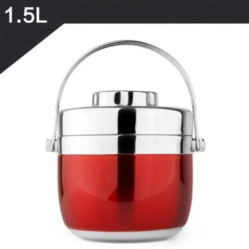 1.5L RED MICCK офисный Рабочий Портативный Ланч-бокс изолированный Ланч-бокс из нержавеющей стали креативный сетчатый изолированный контейнер для супа - Цвет: 1.5L RED
