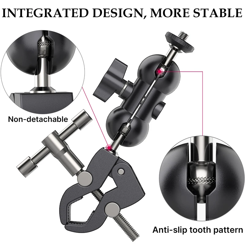 Braçadeira com Duplo Mágico para Câmera Monitor de Vídeo Fio para Hastes Ulanzi Metal Super Ballhead Braço Luz Mic Braçadeira 1 - 4 3 8 Gancho - Image 3