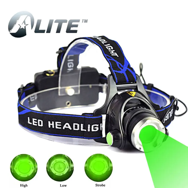 : TMWT супер яркий зеленый светильник светодиодный головной светильник в стиле милитари скаутов, охота светильник s Масштабируемые непромокаемые зеленый ламповой фары