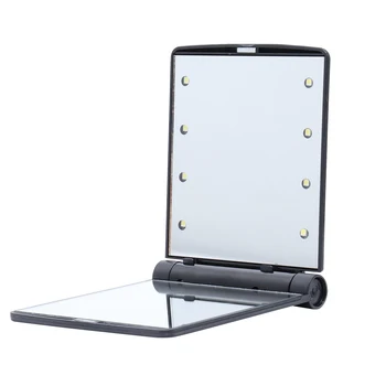 

LED Make Up Mirror Vanity Mirror Espejos Compact Mirror Double-Sided Folding Makeup Mirror Portable Mini Comestic Mirror (Black)