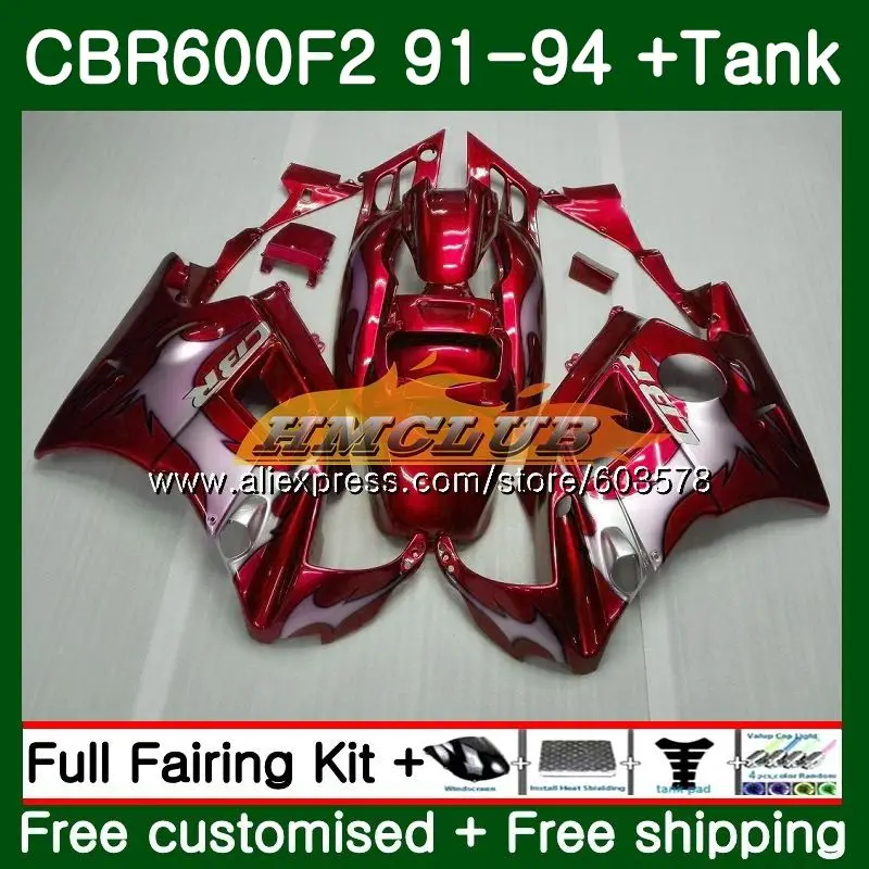 Майка для HONDA CBR 600 F2 FS 1991 1992 1993 1994 66CL. 45 CBR 600F2 CBR600FS CBR600F2 CBR600 F2 91 92 93 94 красный пламя обтекатель