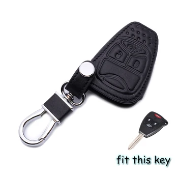 

Leather Key Cover Smart Case Remote fob for Jeep Wrangler Liberty Patriot Grand Cherokee Dodge Magnum Chrysler Pacifica