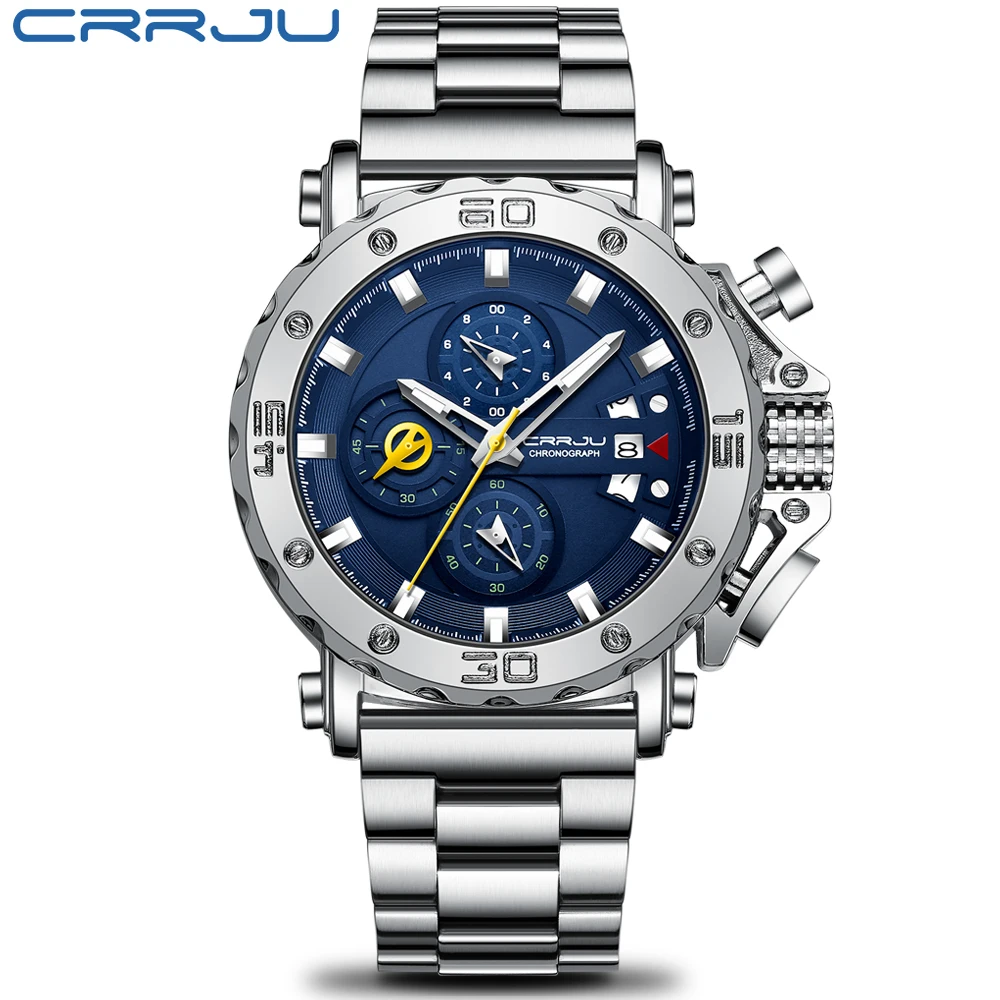Orologio Uomo CRRJU Lusso – Cronografo Quarzo, Acciaio Inox 316L, Impermeabile 30m, Calendario, Regalo Con Scatola - 2