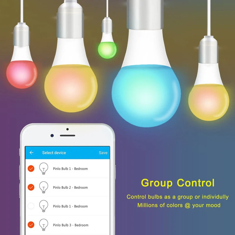 WiFi умный светильник, совместимый с Amazon Alexa, Echo, Google Assistant и IFTTT, A19 60W 2700 K-6500 K эквивалент RGB цвет