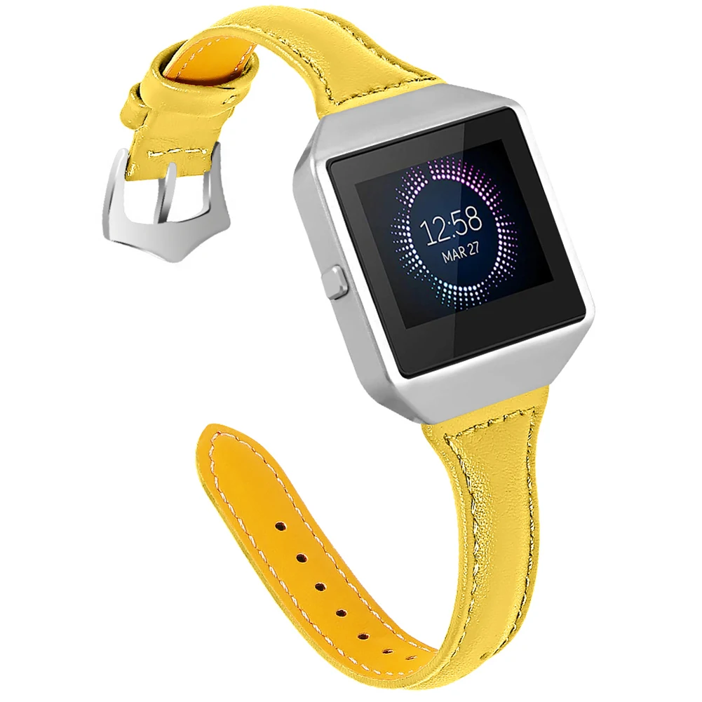 Кожаный ремешок для часов на замену браслет ремень для FitbitBlaze Смарт часы OD889 - Цвет: Цвет: желтый