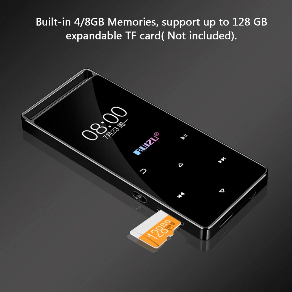 RUIZU D01 Bluetooth MP3 плеер 4G/8G сенсорная кнопка диктофон HiFi плеер FM Электронная книга часы видео Шагомер USB BT музыкальный плеер
