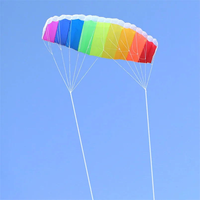 1.4 Meter Dual Line Parachute Rainbow Kite Parafoil Sports Software Paragliding Nylon Beach Stunt Kites Educational Toys For Kid 5