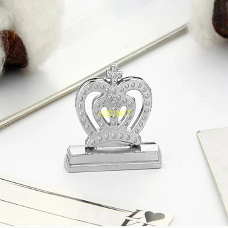 100PCSSilverCrownPlaceCardHolderTableCenterpieceNameHolders
