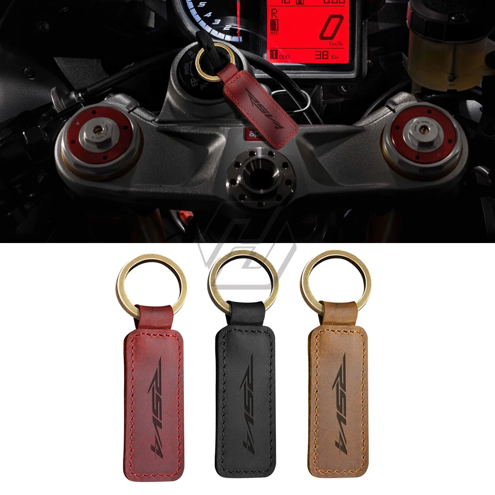 

For Aprilia RSV4 Motorbike Key Motorcycle Keychain Cowhide Key Ring