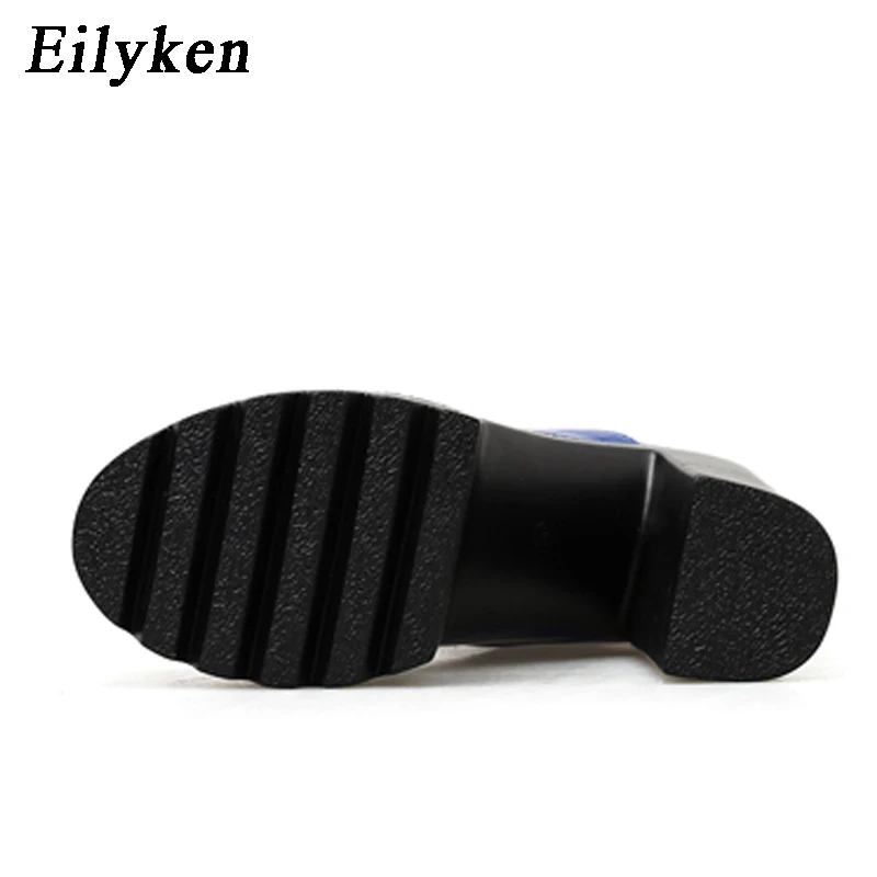 EilyKen/Модные ботильоны из лакированной кожи обувь на платформе на Высоком толстом каблуке с круглым носком на молнии женские зимние ботинки «Челси» размеры 34-39