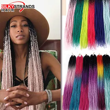 

African Ombre Crochet Hair Senegalese Twist Crochet Braids Silky Strands Synthetic Braiding Hair Extensions For Black Woman