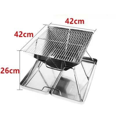 Stainless Steel Outdoor Charcoal BBQ Grill Rack Folding BBQ Barbecue Accessories Portable Home Kitchen Camping Cooking Tools - Цвет: L