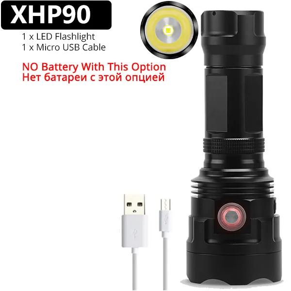 Супер мощный XHP90 светодиодный фонарик XHP50 тактический фонарь USB Перезаряжаемый Linterna водонепроницаемый фонарь ультра яркий фонарь для кемпинга - Испускаемый цвет: Package A-XHP90