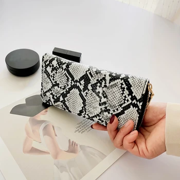 

Women Long Clutch Wallet Snake Pattern Purse Ladies Casual Phone Pouch Money Bag Solid Color Ultra-thin Wallet Purse