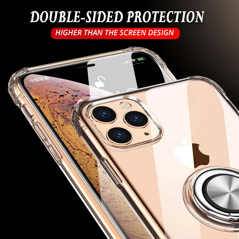 XSDTS Прозрачный 3D противоударный чехол для iPhone 11 Pro XS Max X XR 8 7 6 6S Plus держатель с магнитным креплением автомобильная подставка для стенда чехол Капа