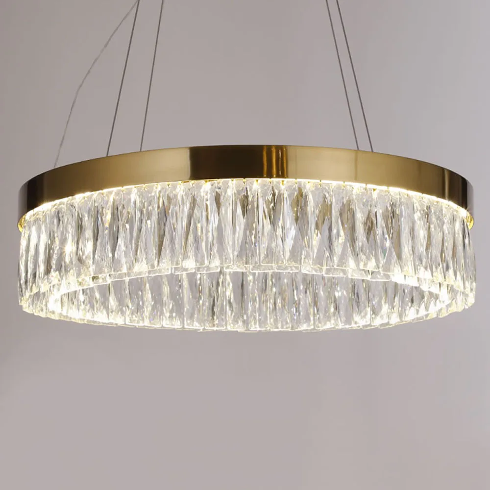 Круглый дизайн золотой хрустальный канделябр современный lampadari светодиодный свет AC110V 220V блеск украшения дома освещение