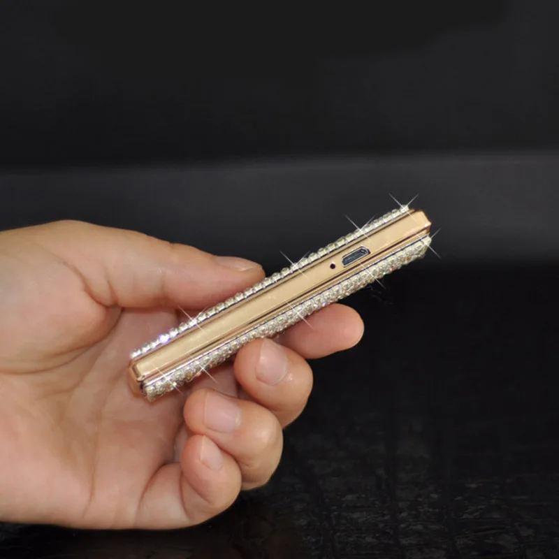 Bling-Crystal-USB-Charging-Double-sided-Diamond-Lighter-Windproof-Flameless-Electronic-Cigar-Cigarette-No-gas-Electric