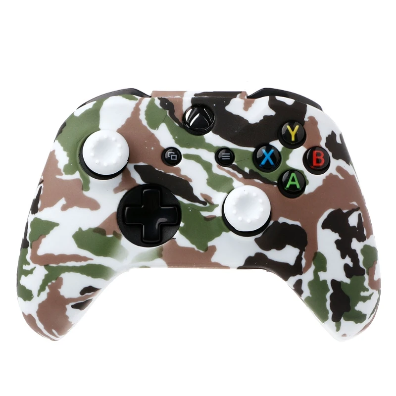 Camouflage Silicone Gamepad Cover + 2 Joystick Caps For XBox One X S Controller