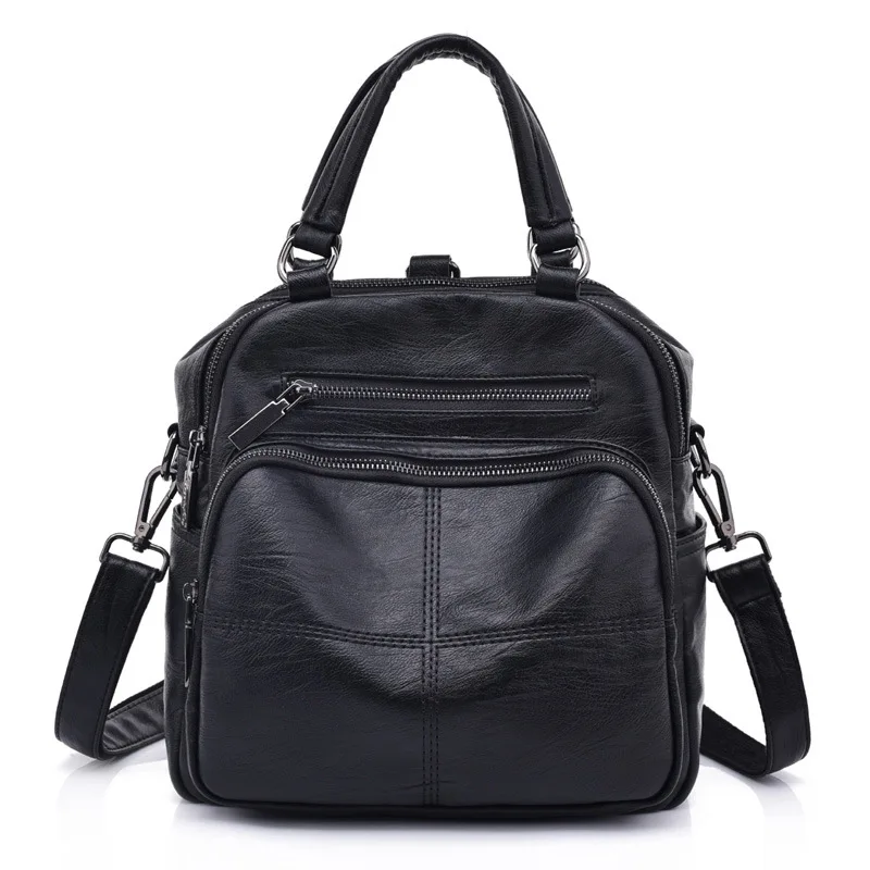 

Summer Fashion New Style Soft Leather Multi-functional Backpack Women's Korean-style Triple Use Shoulder Handbag Trendy Bag