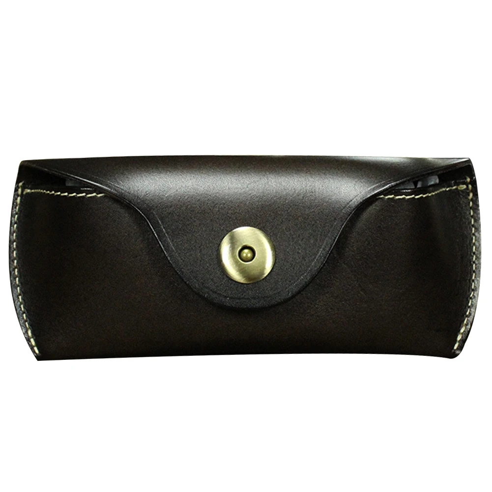Сумка для солнцезащитных очков, прочные аксессуары для хранения, модный Чехол для очков, защитный чехол, с пряжкой против царапин, для путешествий, ручная работа, кожа - Цвет: Темно-коричневый