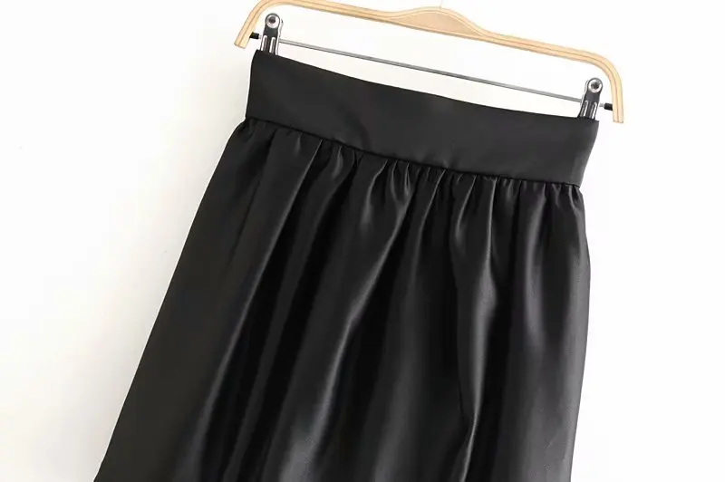 Шикарные черные юбки женские атласные сзади мини-юбка на молнии faldas mujer moda Мода ropa mujer