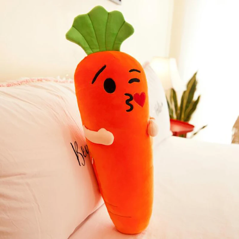 Plush Pillow Vegetables Cartoon Plush Doll Carrot Cuddle Pillow Kids gift baby bed Bumpers 45cm Decoration THM010