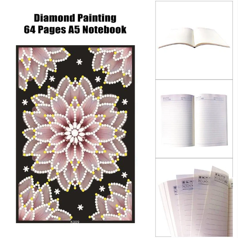 

64 Pages DIY Special Shaped Diamond Painting Notebook Flower Diary Book Sketchbook Embroidery Diamond Cross Stitch Craft Gift