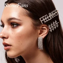 Stonefans Bling буква из стразов Шпильки, ювелирное изделие для невесты для Для женщин модные, подходят для долларовых купюр денег заколка для волос кристаллы заколки