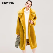 Зимнее женское пальто из искусственного меха повседневное роскошное толстое теплое длинное Свободное пальто Большие меховые куртки Женская плюшевая одежда с хлопковой подкладкой